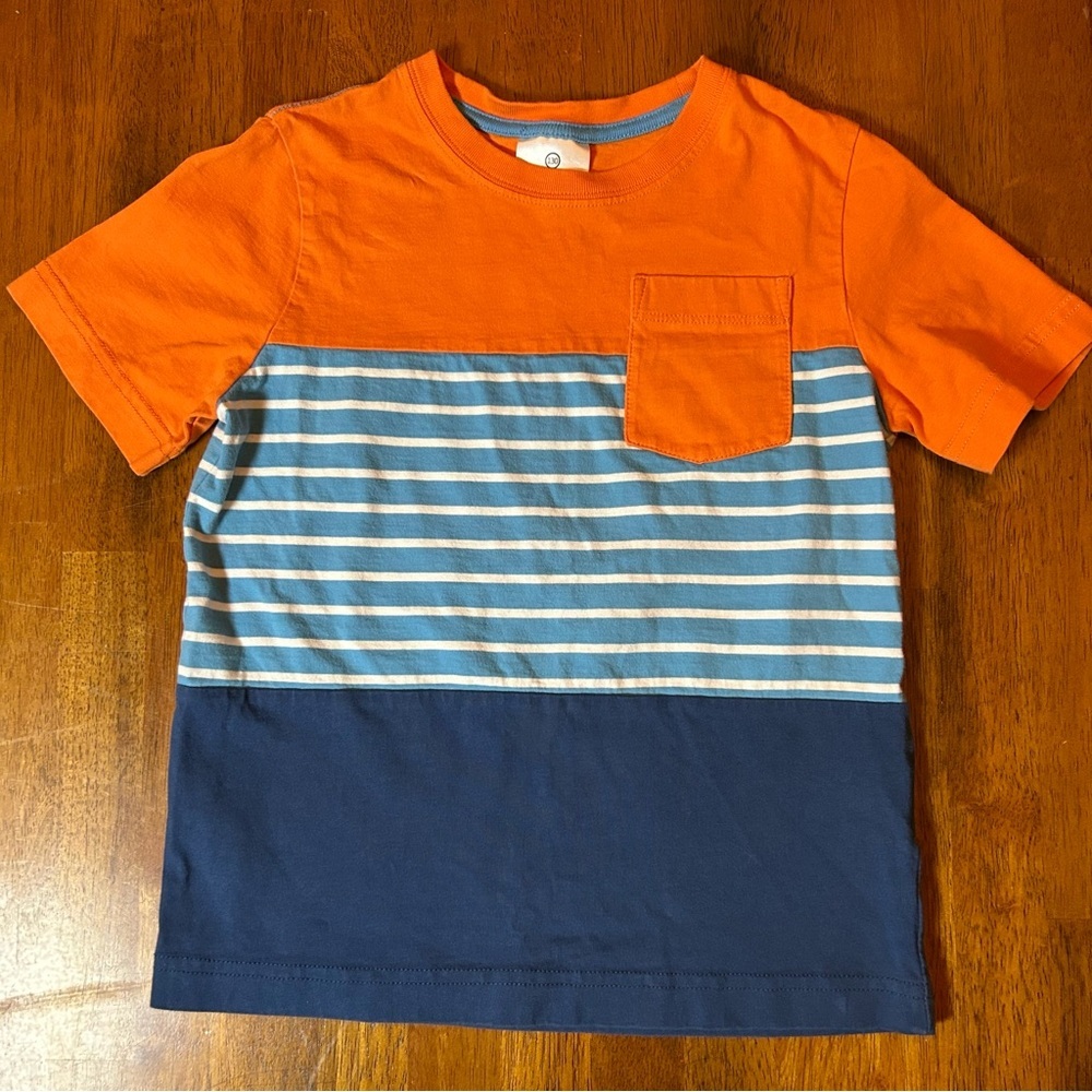 Hanna Andersson Colorblock Stripe Tee | Boys Size 130 (8) | 100% Cotton - Picture 1 of 6